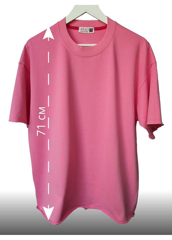 Рожева літня базова жіноча футболка із натуральної бавовни oversize з коротким рукавом JUGO Hot spring