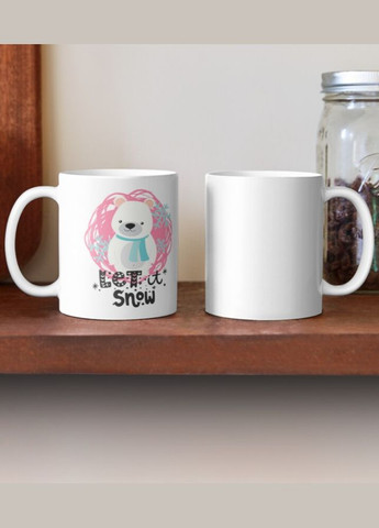 Чашка Керамическая Кружка с принтом Let it snow Белый медведь Рождество Новый Год Белая 330 мл Orca (307501394)
