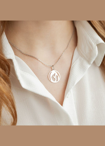 Кулон серебряный медальон Мать и ребенок в кругу без камней Каштан (342335573)