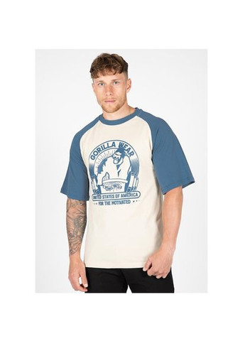 Комбінована футболка logan oversized біжево-блакитний, (06369329) Gorilla Wear