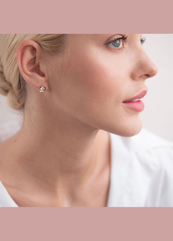 Золоті сережки - пусети Квіточки с01934 Oniks (264022374)