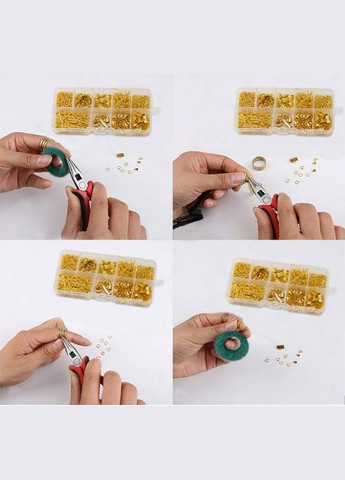 Набір фурнітури для створення біжутерії колір золото швензи, затискачі, кільця, карабіни, гвинти, піни No Brand (322287361)