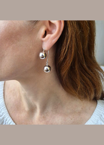 Срібні сережки 2 Кульки 10 мм на петлі срібло 925 проби Родоване 500076р 7.20г No Brand (341275234)