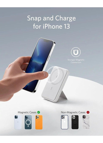 Магнітний павербанк 621 MagGo 5000 mAh 12W з бездротовою зарядкою та підставкою Anker (349824341)