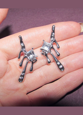 Стильні сріблясті сережки з кристалами, 5103 Fashion Jewelry (338431199)