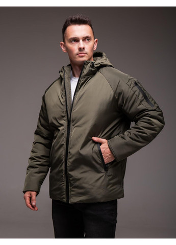 Оливковая (хаки) зимняя куртка мужская утепленная зимняя No Brand