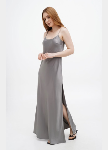 Серое коктейльное, вечернее шелковое платье-комбинация "лили" с боковым разрезом платье-комбинация Fayna однотонное