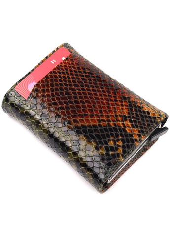 Лакована візитниця з натуральної фактурної шкіри під змію 20988 Karya (362418253)