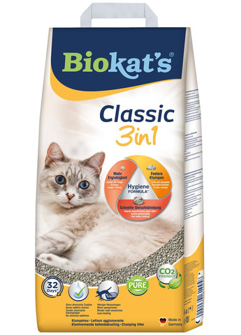 Наповнювач для котячого туалету Classic 3 в 1 Бентонітовий грудкуючий 10 кг (10 л) Biokat's (279572883)