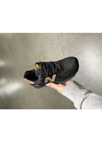 Черные демисезонные кроссовки мужские new balance 574 black gold нью беланс 574 No Brand