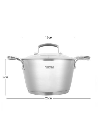 Каструля Millenium з нержавіючої сталі з кришкою 1.5 л 16x9 см (5361) Fissman (311197273)