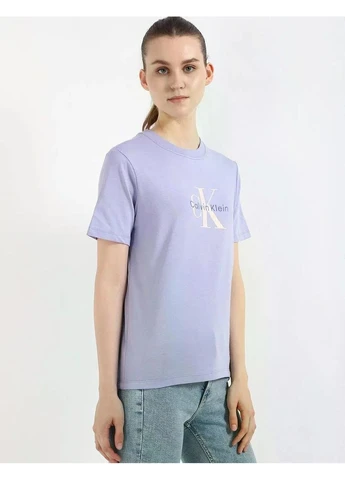 Женская футболка Jeans хлопковая фиолетовая, размер, оригинал Calvin Klein - (400314361)
