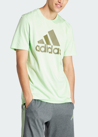 Зелена футболка essentials single jersey big logo adidas
