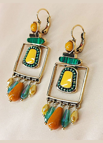 Сережки женские удлиненные Цветные Охра No Brand (331621052)