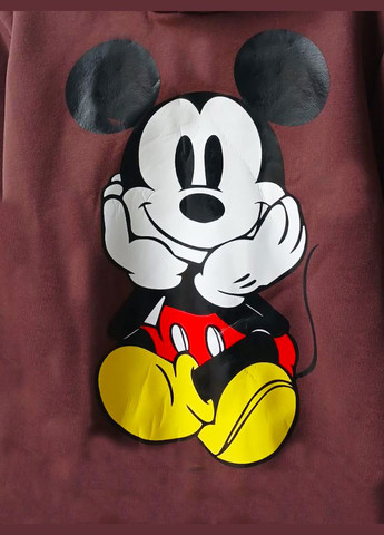 Худі дитячий теплий на флісі для підлітка зимова тринитка з начосом, з капюшоном колір червоний, накат Міккі Маус No Brand (316658251)