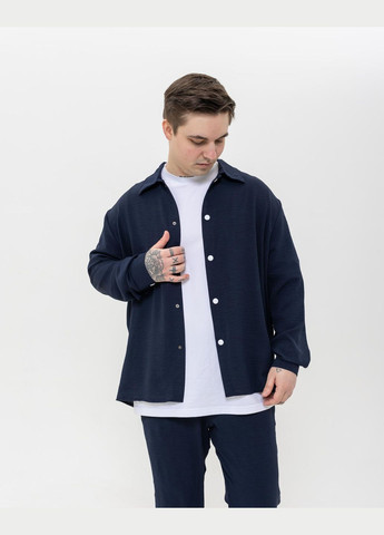 Темно-синій демісезонний костюм чоловічий сорочка-штани з сорочкою, брючний No Brand