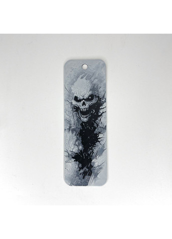 Пластикова 3D закладка для книги Череп об'ємне зображення Чорний білий 15 × 5 см Finding (365875835)