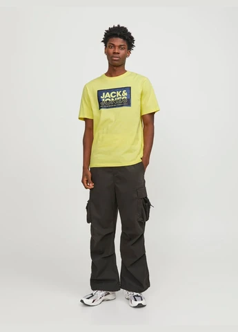 Желтая футболка basic,лимонный с принтом,jack&jones Jack & Jones