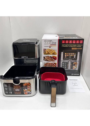 Аерогриль ZP-00339 12 л 4000 Вт подвійний ТЕН оглядове віконце Zepline (368904428)