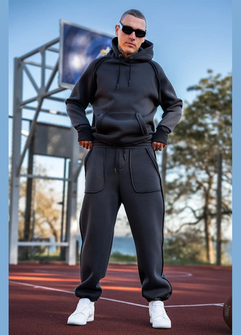 Мужской теплый объёмный костюм Оверсайз Franky 3 Графит Teamv (316355073)