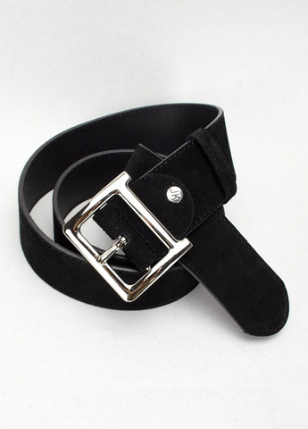 Ремінь жіночий широкий замшевий -5017 чорний із сріблястою пряжкою (120 см) JK (316061901)