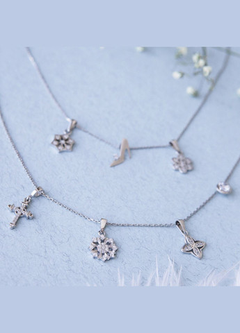 Подвес серебряный маленький цветок кружочки с белыми фианитами No Brand (333705667)