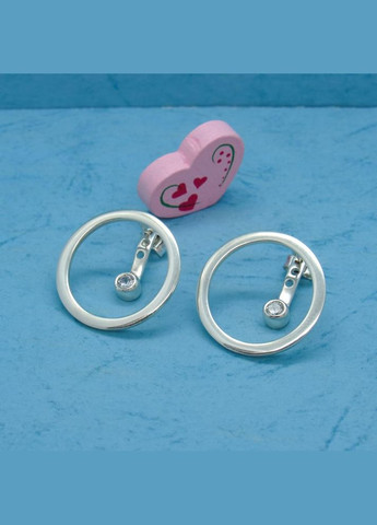 Срібні сережки джекети "Коло" круг No Brand (350667127)