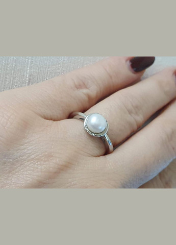 Срібне кільце з перлами і фіанітами. 9510163Б Top Silver (316699530)