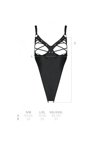 Боди из экокожи CELINE BODY black: с доступом, открытый - CherryLove Passion чёрный полиэстер, полиуретан