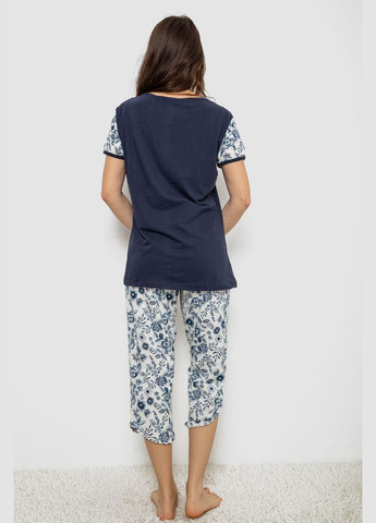 Синяя всесезон женская пижама с принтом, цвет синий, Isik