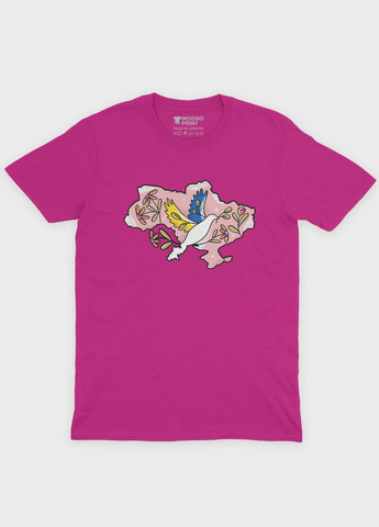 Розовая демисезонная футболка для мальчика с патриотическим принтом карта украины (ts001-1-fuxj-005-1-010-b) Modno