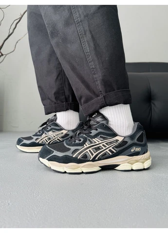 Черные летние кроссовки asics gel-nyc black/grey/beige асикс гель нюк No Brand