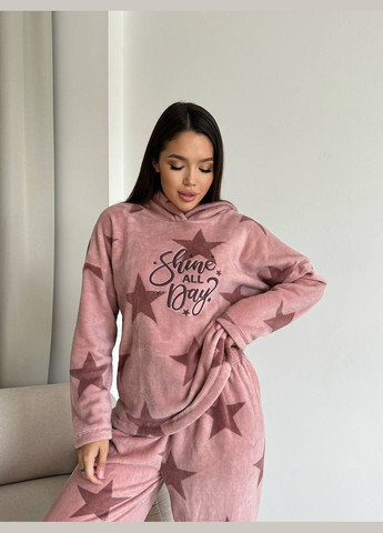 Темно-рожева зимня піжама з капюшоном кофта + брюки Eliz