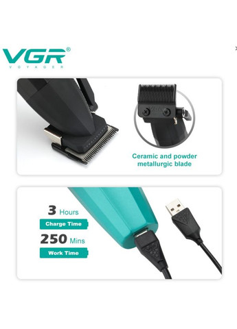 Машинка для стрижки акумуляторна 5Вт LED-дисплей 6 насадок 2500мАч золотистий (2390000035) VGR V‑003 (342392593)