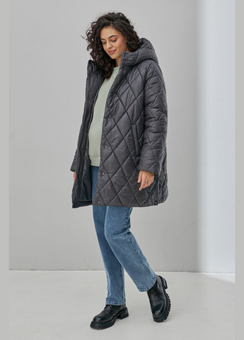Графитовая теплая куртка для беременных графитового цвета на кнопках Юла мама