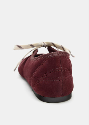 Жіночі балетки Zara | бордові однотонні натуральна шкіра (367086529)