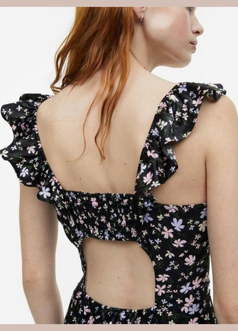 Черное кэжуал платье H&M с цветочным принтом