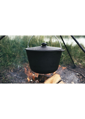 Казан чавунний туристичний 6 л з кришкою та триногою Brizoll (370615189)