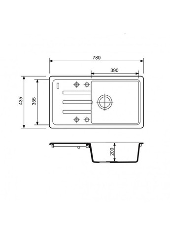 Кухонна мийка зі штучного каменю/кварцова 780х435х200мм, SLIM LONG Old-Stone Молочний (32680780435) Adamant (373410374)
