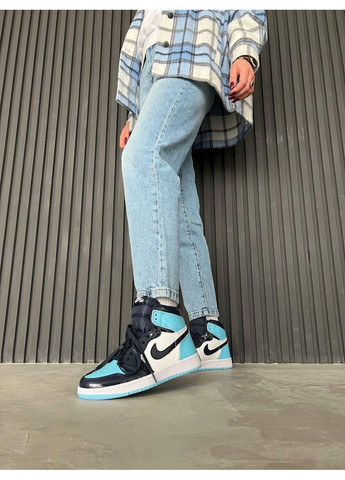 КРОСІВКИ ЖІНОЧІ NIKE AIR JORDAN 1 RETRO HIGH PATENT BLUE 2 НАЙК АІР ДЖОРДАН No Brand білі демісезони (369389436)