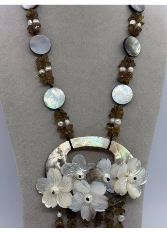 Ожерелье из раухтопаза, жемчуга, перламутра 66 см Комбинированный No Brand (363829812)