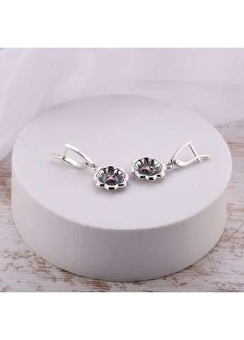 Сережки срібні з квітами Калачик Granat 925 Zirkon Skifska Etnika (364202678)