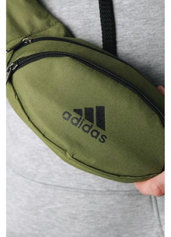 Сумка на пояс бананка Adidas хакі через плече нагрудна чоловіча жіноча тканинна модна повсякденна модель No Brand (401594690)