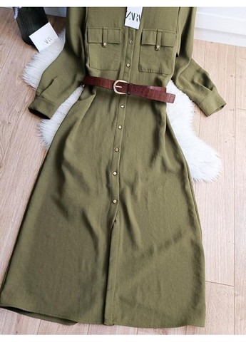 Зелена сукня-сорочка з паском Zara