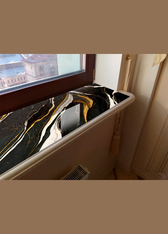 Покрытие для подоконника, мягкое стекло с фотопечатью под мрамор с золотом 35х100 см Декоинт (278289026)
