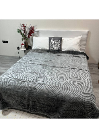Теплое покрывало на кровать акриловое 200x230 см графитового цвета. No Brand (367912410)