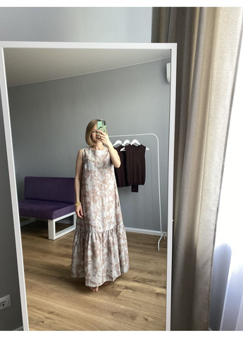 Кавова сукня літня, сарафан жіночий, легка сукня, лляна сукня No Brand