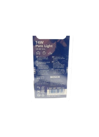 Автолампа T4W 12V 4W BA9s Pure Light (к-кт 2шт)) 1 987 301 023 (opt-om) Bosch (332212653)