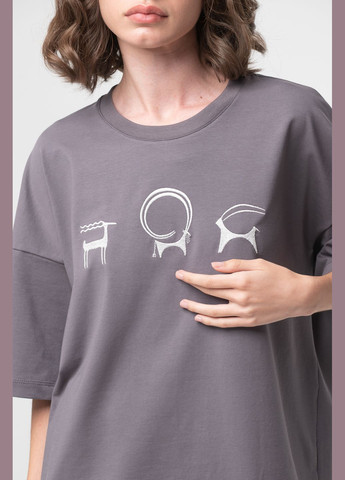 Жіноча оверсайз футболка з вишивкою "Свистунець" VINCA - (298053850)