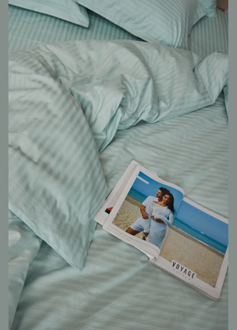 Комплект постільної білизни двоспальний 175х210 наволочки 2х50х70 Satin Stripe (MS-820000601) Moon&Star Stripe Mint (284416112)